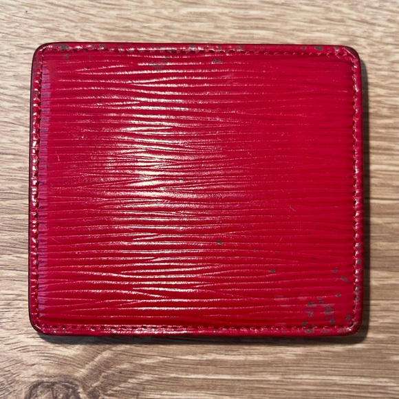 Authentic -Used- Louis Vuitton Red Leather Coin Box Wallet - Picture 2 of 6